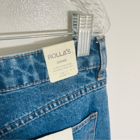 NEW ROLLA'S Genie Jean Ashley Blue High Rise 80s Style Balloon Leg Rigid Denim - Picture 3 of 9